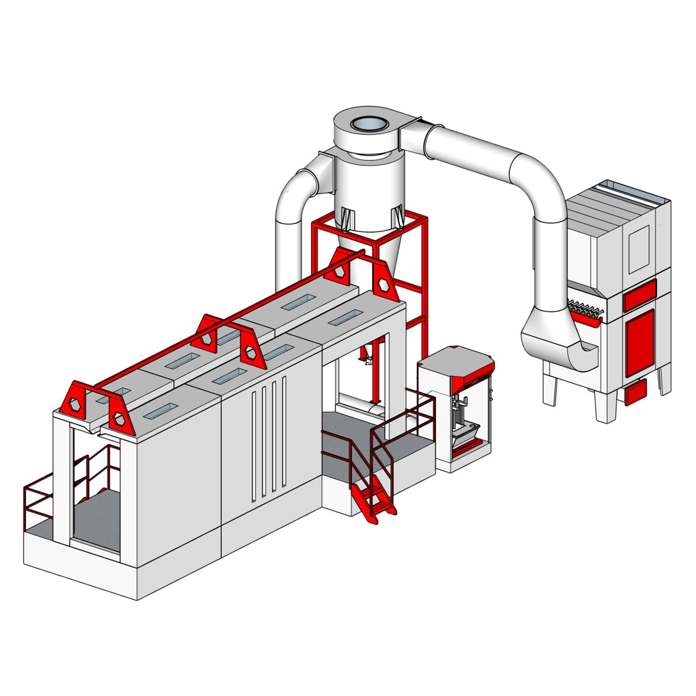 Cyclone powder coating booth